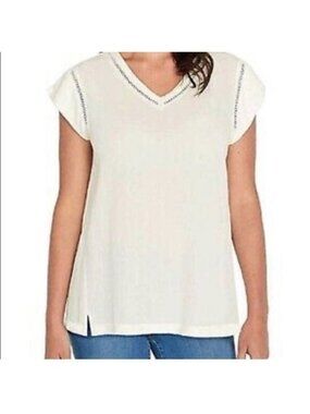 Buffalo David Bitton Womens XXL Olive Green Crochet Trim V-Neck Sleeveless Top